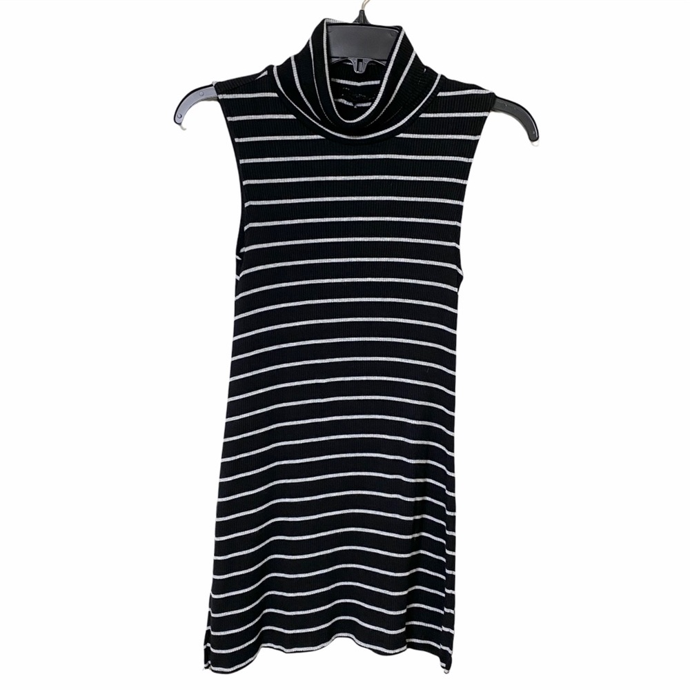 The Limited Sleeveless Striped Black Turtleneck S